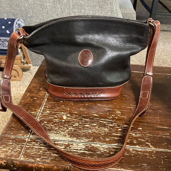 Vintage Green Hills black and brown leather bucket purse - Picture 1 of 15